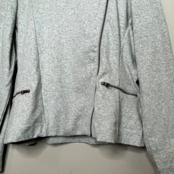 Banana Republic Asymmetrical Grey Long Sleeve Zip Fleece Jacket - Picture 11 of 13